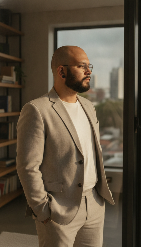 Thiago Vieira em pé perto da janela do consultório
